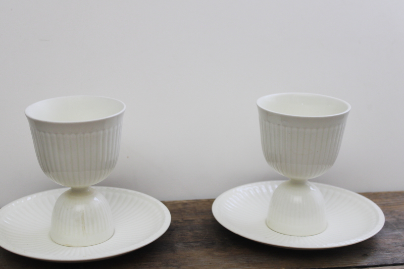 photo of vintage Wedgwood Edme egg cups and saucers, classic fluted pattern creamware china #1