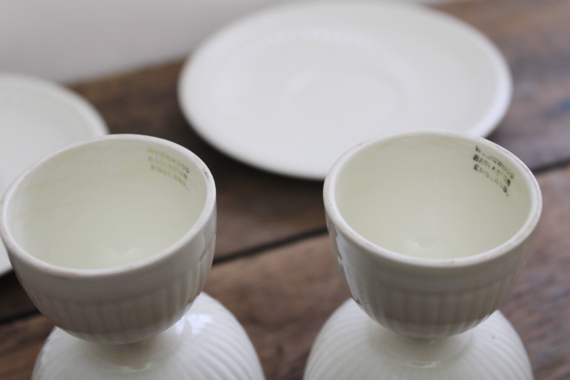 photo of vintage Wedgwood Edme egg cups and saucers, classic fluted pattern creamware china #2