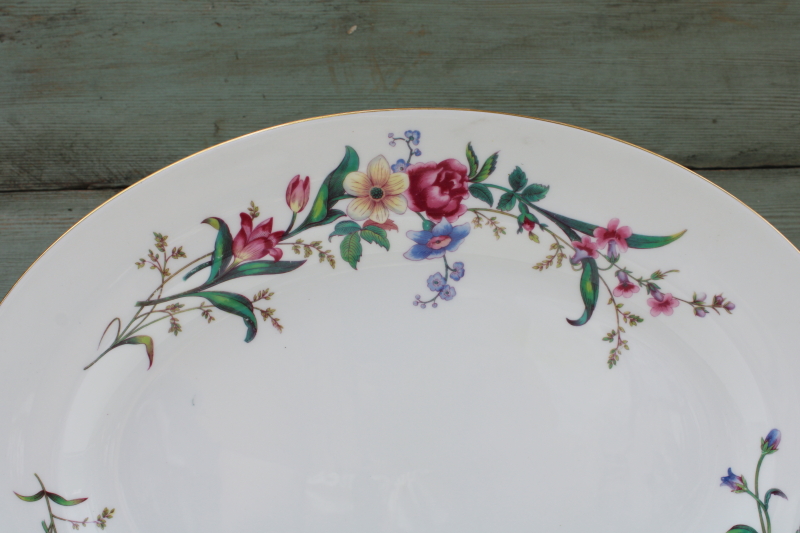 photo of vintage Wedgwood England Devon Sprays floral china Thanksgiving turkey platter #2