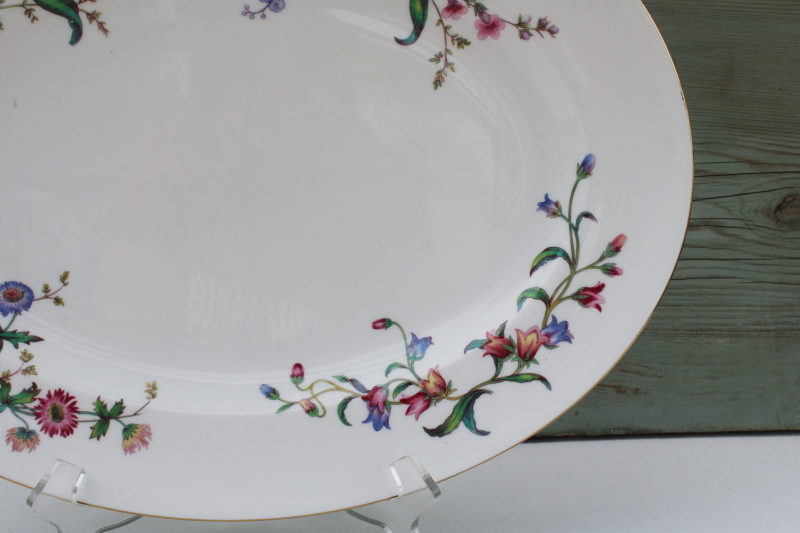 photo of vintage Wedgwood England Devon Sprays floral china Thanksgiving turkey platter #4