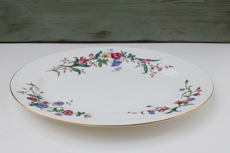 photo of vintage Wedgwood England Devon Sprays floral china Thanksgiving turkey platter #5