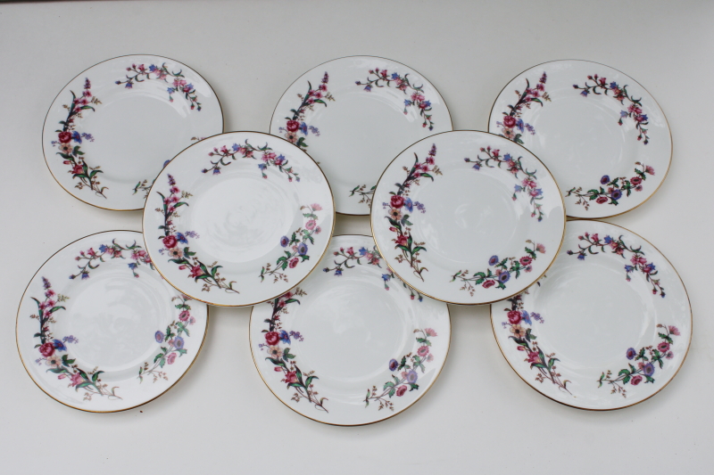 photo of vintage Wedgwood England Devon Sprays floral china bread & butter dessert plates set of 8 #1