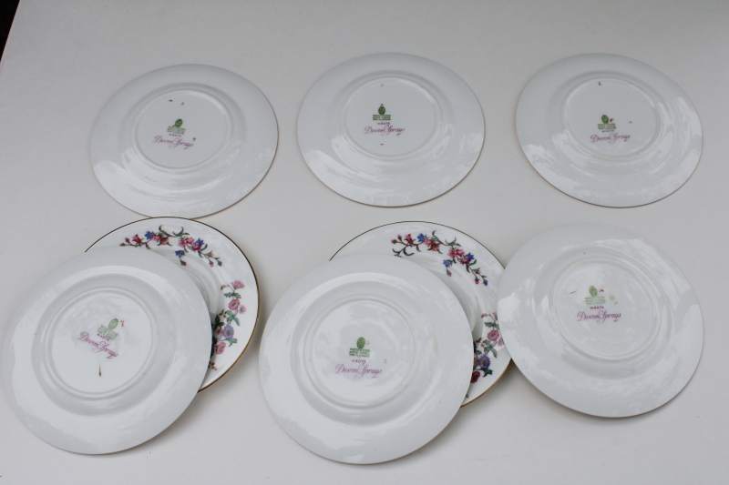 photo of vintage Wedgwood England Devon Sprays floral china bread & butter dessert plates set of 8 #4