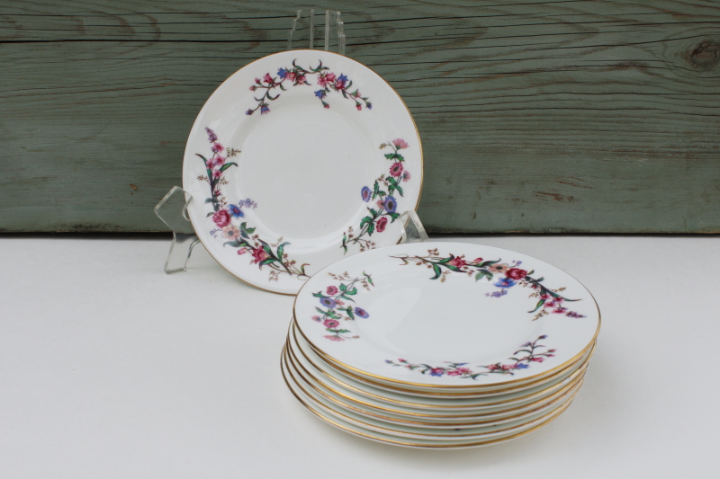 photo of vintage Wedgwood England Devon Sprays floral china bread & butter dessert plates set of 8 #5