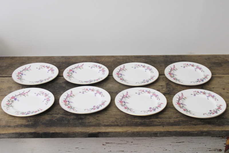 photo of vintage Wedgwood England Devon Sprays floral china bread & butter plates set of 8 #1