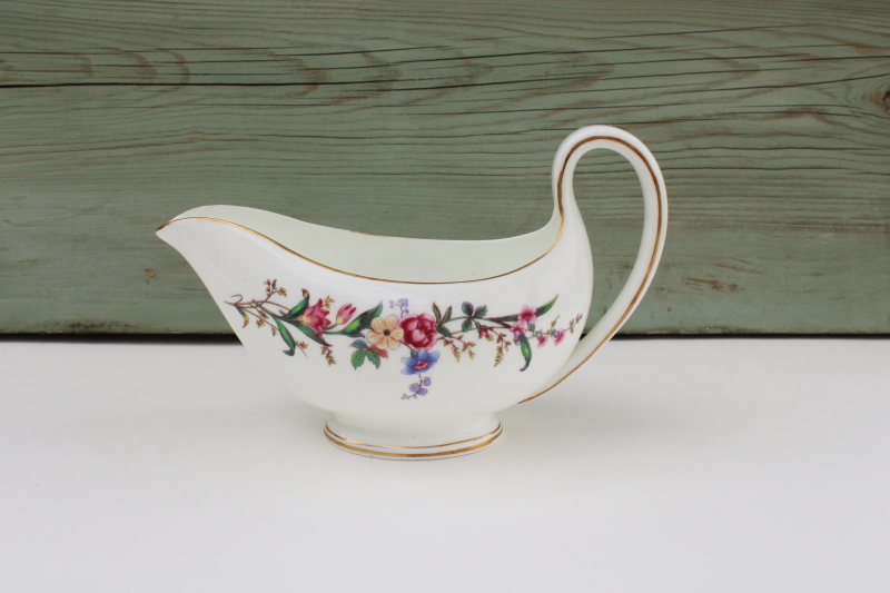 photo of vintage Wedgwood England Devon Sprays floral china gravy boat sauce pitcher #1