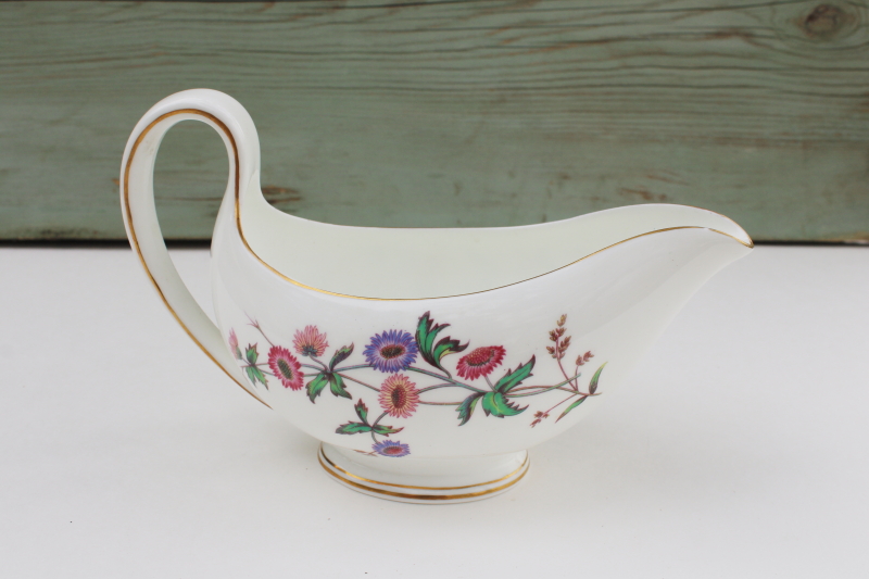 photo of vintage Wedgwood England Devon Sprays floral china gravy boat sauce pitcher #2