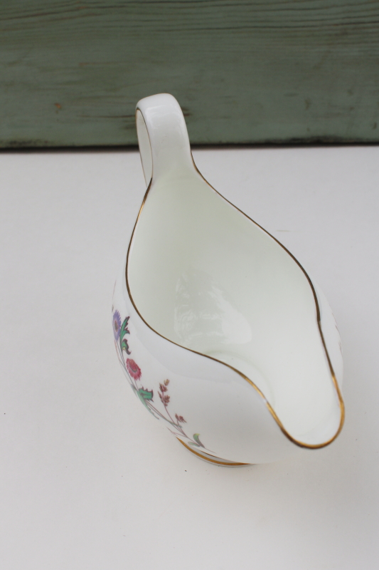 photo of vintage Wedgwood England Devon Sprays floral china gravy boat sauce pitcher #3