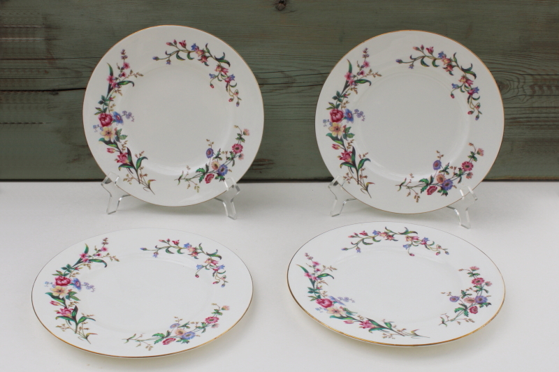 photo of vintage Wedgwood England Devon Sprays floral china luncheon plates set of 4 #1