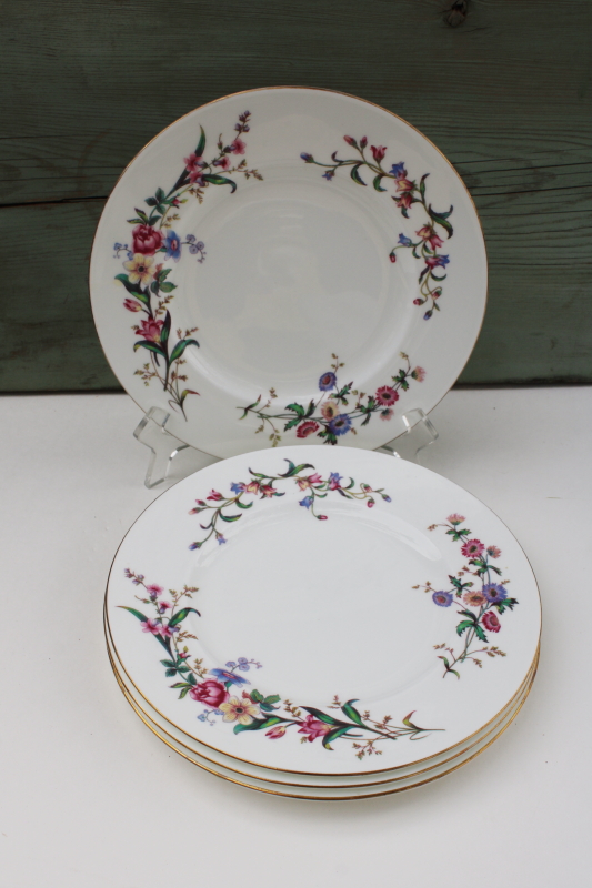 photo of vintage Wedgwood England Devon Sprays floral china luncheon plates set of 4 #5