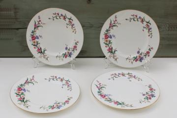 catalog photo of vintage Wedgwood England Devon Sprays floral china luncheon plates set of 4