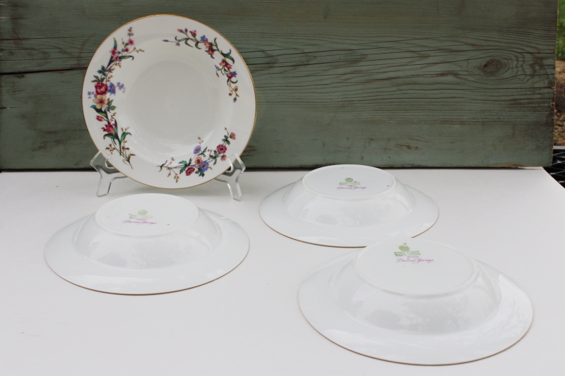 photo of vintage Wedgwood England Devon Sprays floral china rim soup bowls set of 4 #3