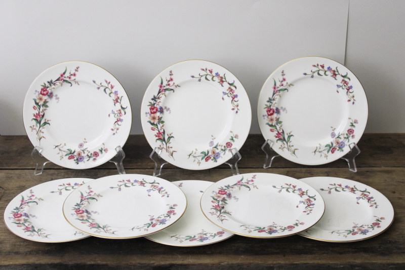 photo of vintage Wedgwood England Devon Sprays floral china salad plates set of 8 #1