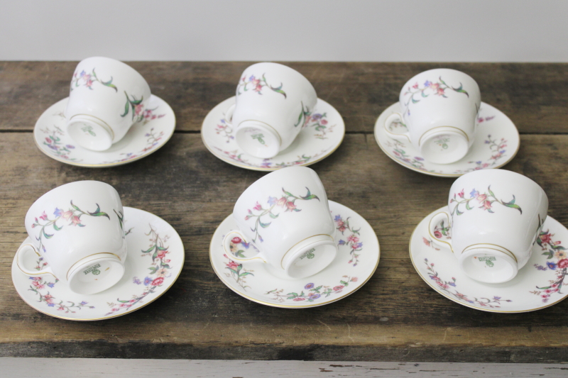 photo of vintage Wedgwood England Devon Sprays floral china, six tea cups & saucers #4