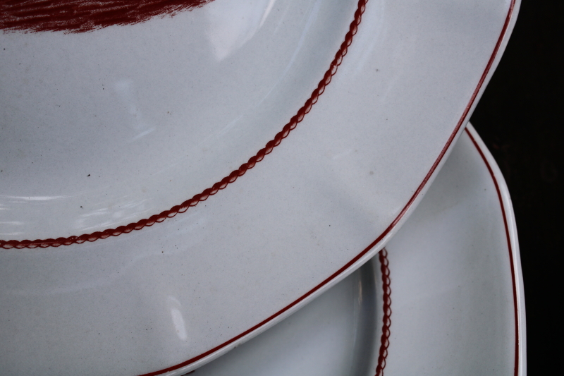 photo of vintage Wedgwood Flying Cloud rare rust red color clipper ships print ironstone china, large dinner plates  #4