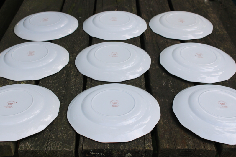 photo of vintage Wedgwood Flying Cloud rare rust red color clipper ships print ironstone china, large dinner plates  #6