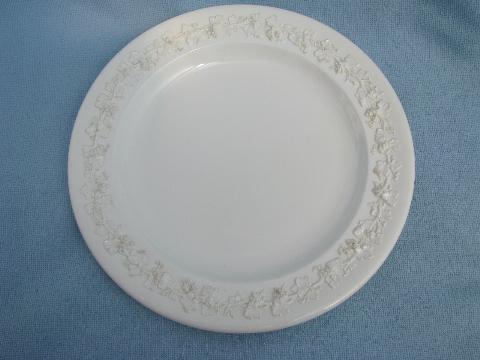 photo of vintage Wedgwood Queensware cake plate, old embossed creamware china #1