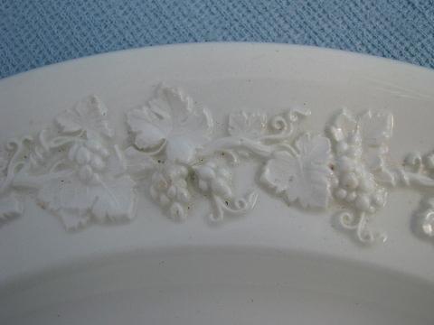 photo of vintage Wedgwood Queensware cake plate, old embossed creamware china #2