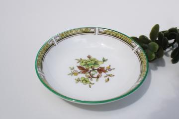 catalog photo of vintage Wedgwood Tamarisk green peony floral china, trinket dish or tiny bowl