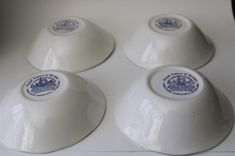 photo of vintage Wedgwood blue & white transferware china cereal bowls Royal Homes of Britain #3