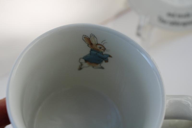 photo of vintage Wedgwood child's dishes set Peter Rabbit Beatrix Potter baby cup, bowl, plate #4