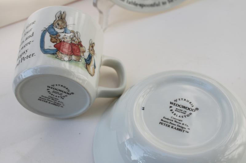 photo of vintage Wedgwood child's dishes set Peter Rabbit Beatrix Potter baby cup, bowl, plate #5