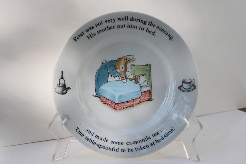 photo of vintage Wedgwood child's dishes set Peter Rabbit Beatrix Potter baby cup, bowl, plate #6