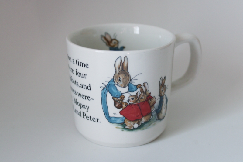 photo of vintage Wedgwood china Peter Rabbit mug, baby / childs cup Beatrix Potter pictures #1