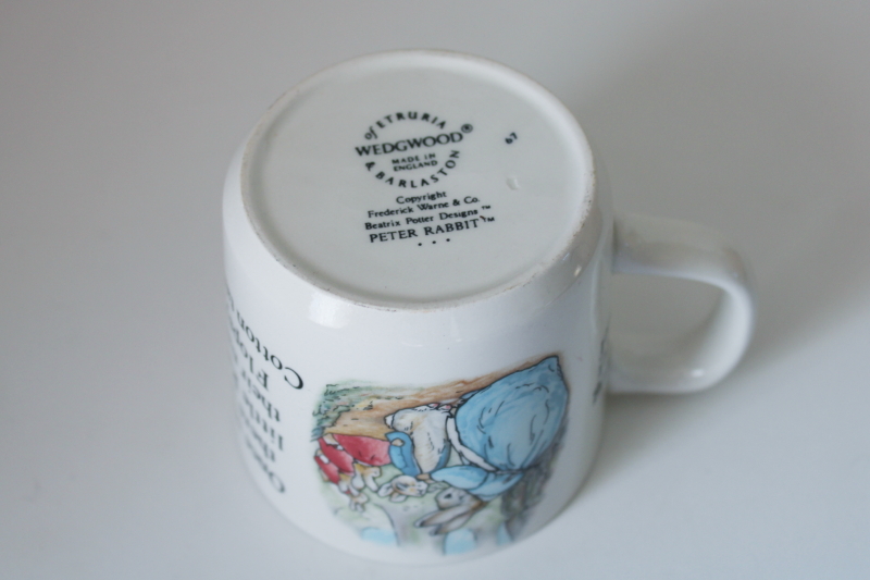 photo of vintage Wedgwood china Peter Rabbit mug, baby / childs cup Beatrix Potter pictures #4