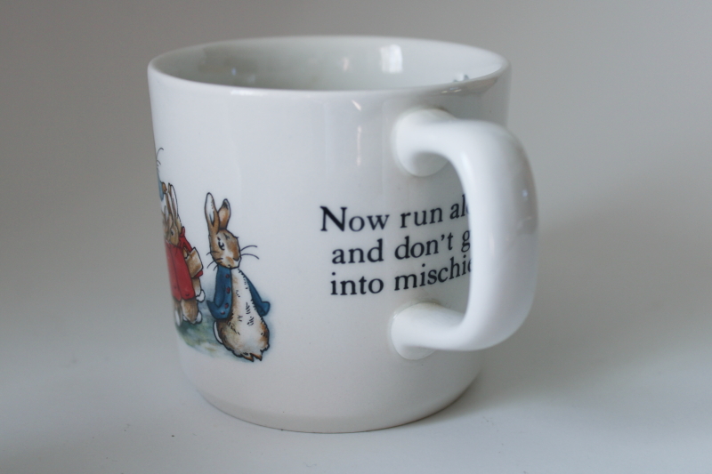 photo of vintage Wedgwood china Peter Rabbit mug, baby / childs cup Beatrix Potter pictures #5