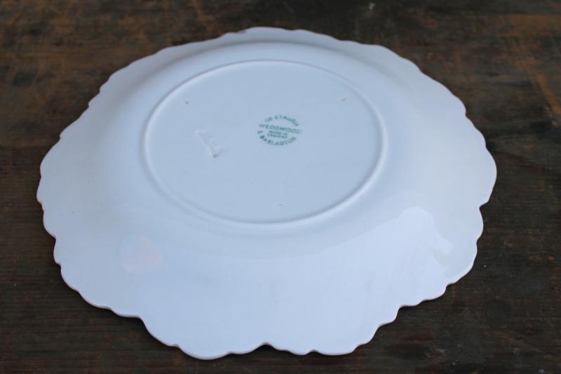 photo of vintage Wedgwood china begonia or cabbage leaf plate, all white creamware majolica #2