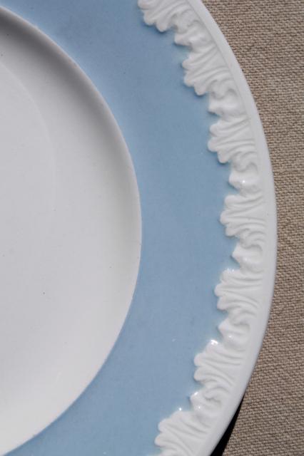 photo of vintage Wedgwood china bowls & plates, Albion blue & white Corinthian embossed border #8