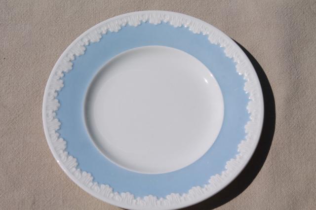 photo of vintage Wedgwood china bowls & plates, Albion blue & white Corinthian embossed border #9