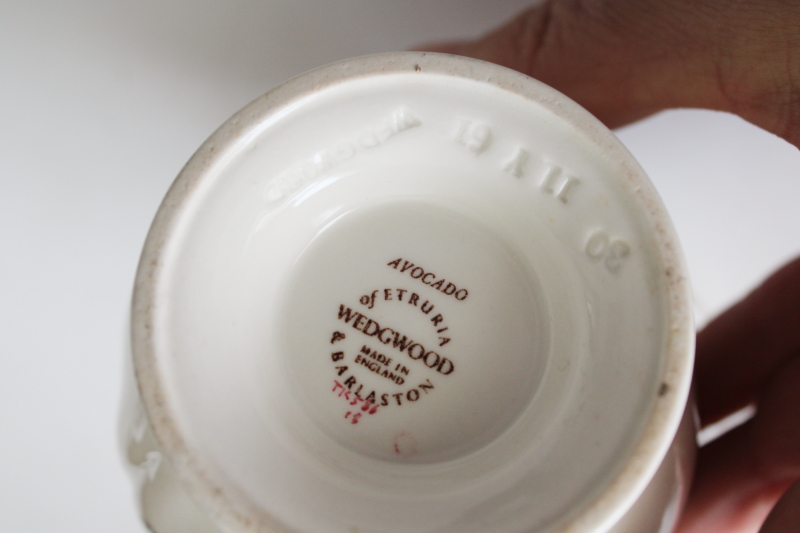 photo of vintage Wedgwood china sugar bowl, Avocado pattern shape, brown transferware w/ green ivy leaves  #4