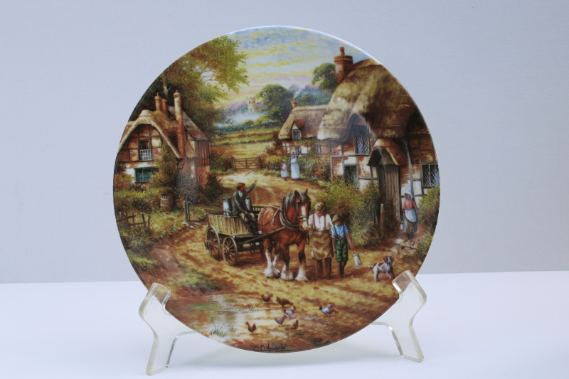 photo of vintage Wedgwood collector's plate English country cottage life Morning Milk horse & wagon  #1