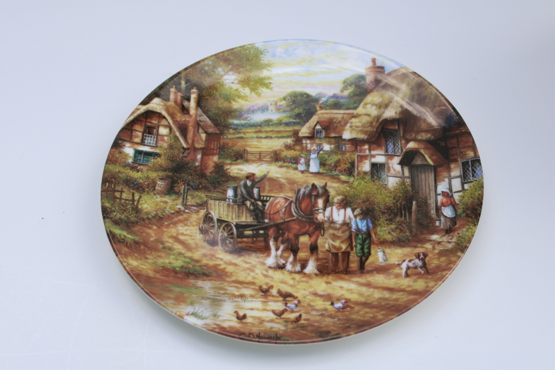 photo of vintage Wedgwood collector's plate English country cottage life Morning Milk horse & wagon  #2