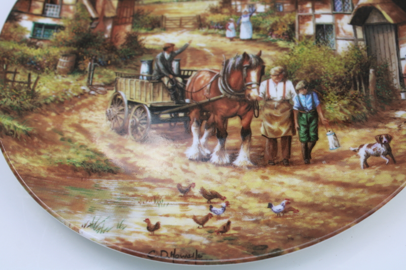 photo of vintage Wedgwood collector's plate English country cottage life Morning Milk horse & wagon  #3