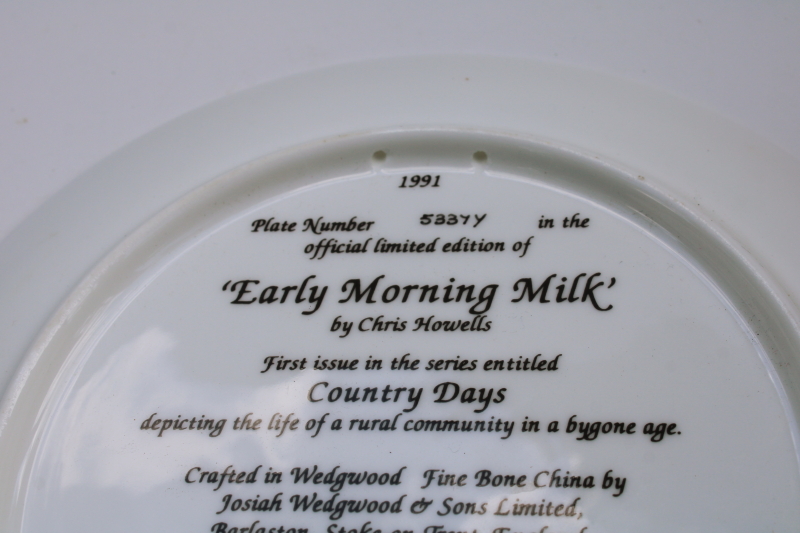 photo of vintage Wedgwood collector's plate English country cottage life Morning Milk horse & wagon  #5