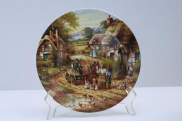 catalog photo of vintage Wedgwood collector's plate English country cottage life Morning Milk horse & wagon 