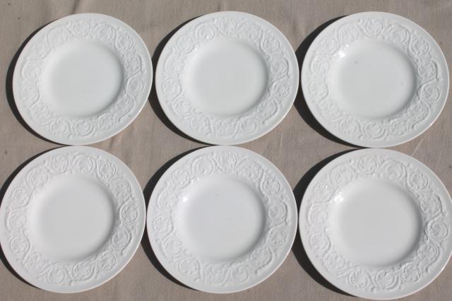 photo of vintage Wedgwood creamware ivory china bread & butter plates, Patrician embossed border  #1