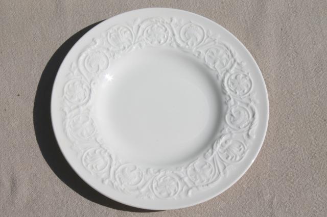 photo of vintage Wedgwood creamware ivory china bread & butter plates, Patrician embossed border  #2