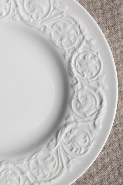 photo of vintage Wedgwood creamware ivory china bread & butter plates, Patrician embossed border  #3