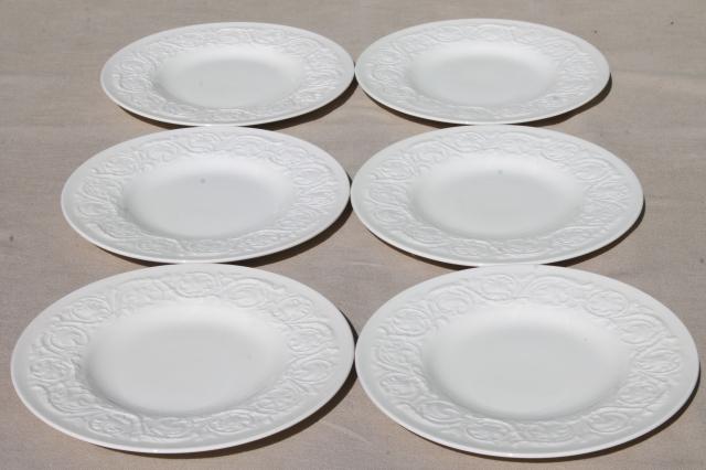 photo of vintage Wedgwood creamware ivory china bread & butter plates, Patrician embossed border  #5