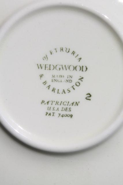 photo of vintage Wedgwood creamware ivory china demitasse cups & saucers, Patrician embossed border #6