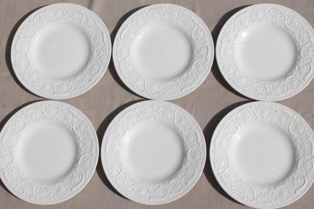 photo of vintage Wedgwood creamware ivory china salad plates, Patrician embossed border #1