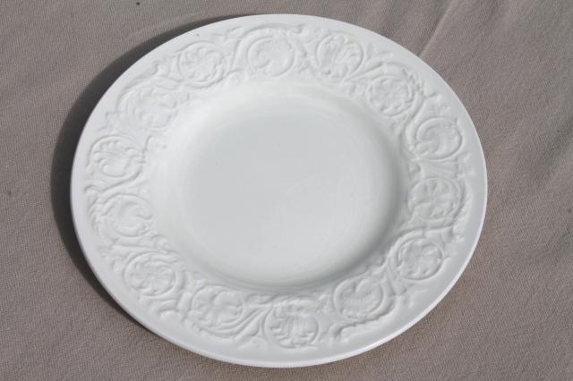 photo of vintage Wedgwood creamware ivory china salad plates, Patrician embossed border #3