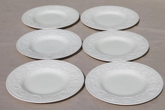 photo of vintage Wedgwood creamware ivory china salad plates, Patrician embossed border #4