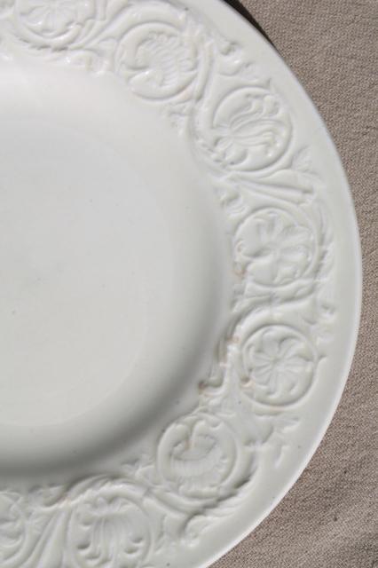 photo of vintage Wedgwood creamware ivory china salad plates, Patrician embossed border #5