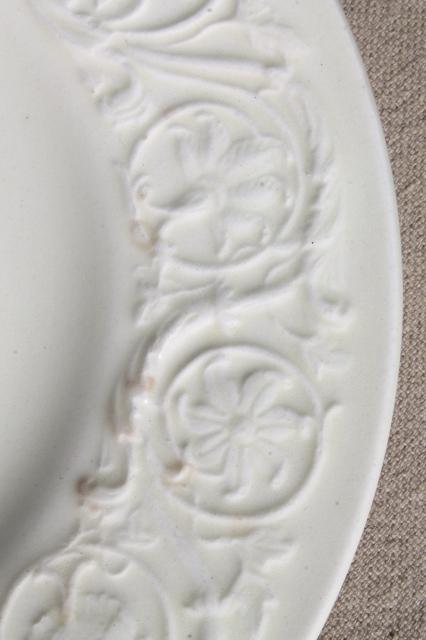 photo of vintage Wedgwood creamware ivory china salad plates, Patrician embossed border #6