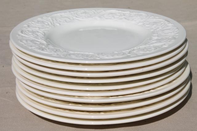 photo of vintage Wedgwood creamware ivory china salad plates, Patrician embossed border  #1